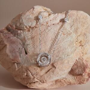 Twisted Möbius Ribbon Moissanite Necklace Round Solitaire Pendant Bridal Gift